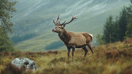 Fototapeta premium green background. taken in the cairngorms national park, scotland. wildlife. Ultra realistic. Photorealistic hypermaximalist hyper realistic fine detail