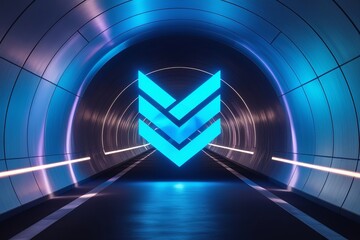 A futuristic tunnel with a sleek metallic int