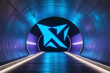 A futuristic tunnel with a sleek metallic int
