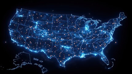 A map of the United States illustrates the complex network of information service providers with interconnected lines