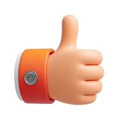 thumb up isolated on white, Light Peach Cartoon Hand with Metallic Cuff Detail