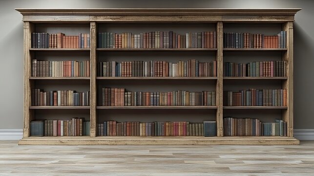 A minimalist bookcase in an unfurnished space, ready for customization