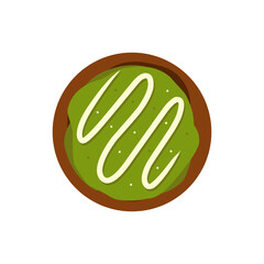 Bombolone vector with matcha topings on white background