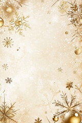 Warm and Cozy Winter Ambiance with Golden Christmas Decorations, Snowflakes, and Soft Lighting for a Festive Season