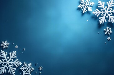 Blue winter background with snowflakes on the sides