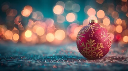 Obraz premium Festive christmas tree ball featuring 50 off for holiday sales and new year promotions