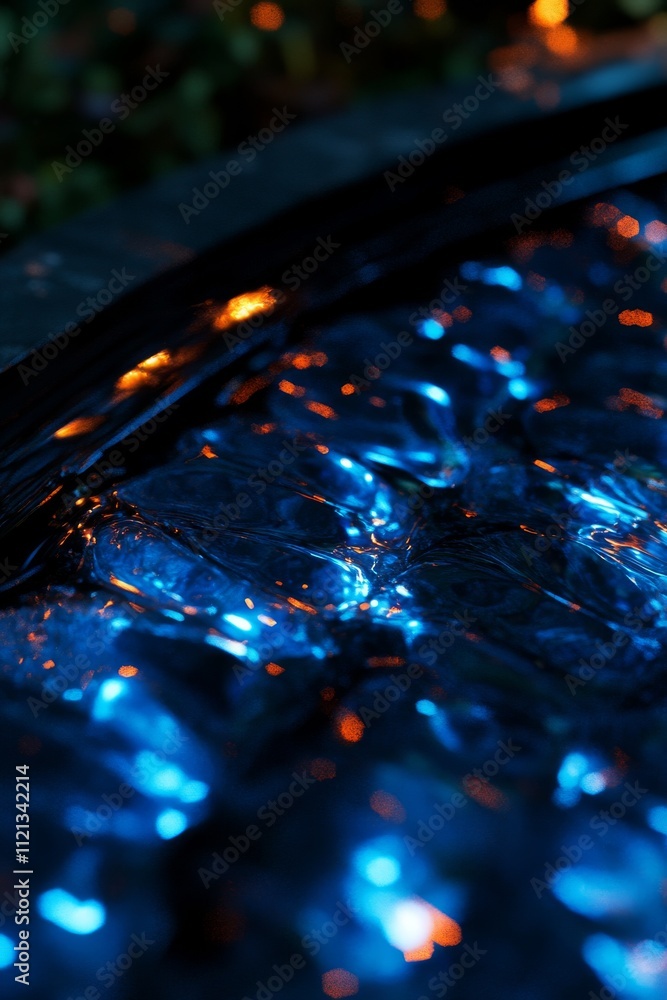 Poster close-up of shimmering blue water with reflections creating a serene and tranquil atmosphere.