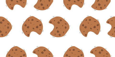 Chocolate chip cookies seamless pattern