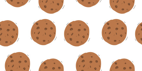 Fototapeta premium Chocolate chip cookies seamless pattern