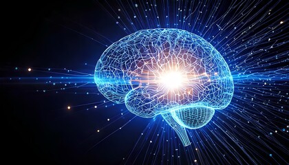 Obraz premium Abstract Representation of Artificial Intelligence as a Glowing Neural Net