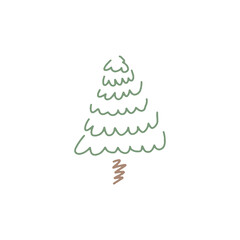 Abstract Handraw Chrismas Pine tree ilsolated on white background