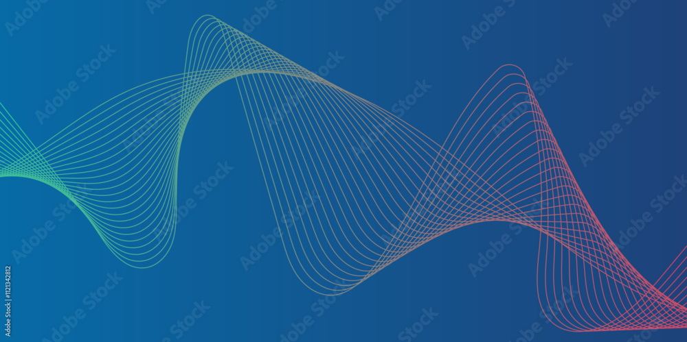 Aufkleber abstract glowing wave lines on dark blue background. dynamic wave pattern. modern flowing wavy lines