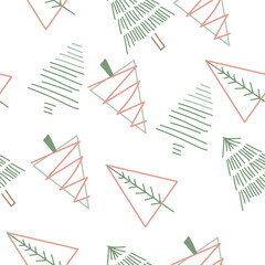 Abstract Handraw Pine tree chrismas seamless pattern
