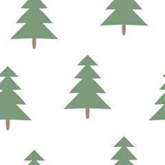 Abstract Handraw Pine tree chrismas seamless pattern