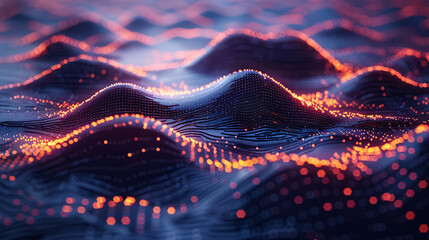 Detailed visualization of a cloud computing network data flowing between nodes