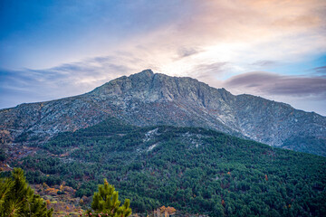 View of the Sierra de Gredos mountains, Avila, Castilla y Leon, Spain, at dawn