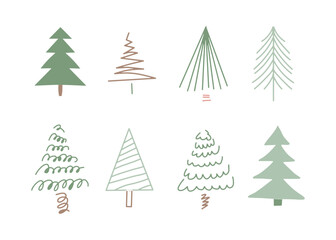 Abstract Handraw Pine tree chrismas seamless pattern