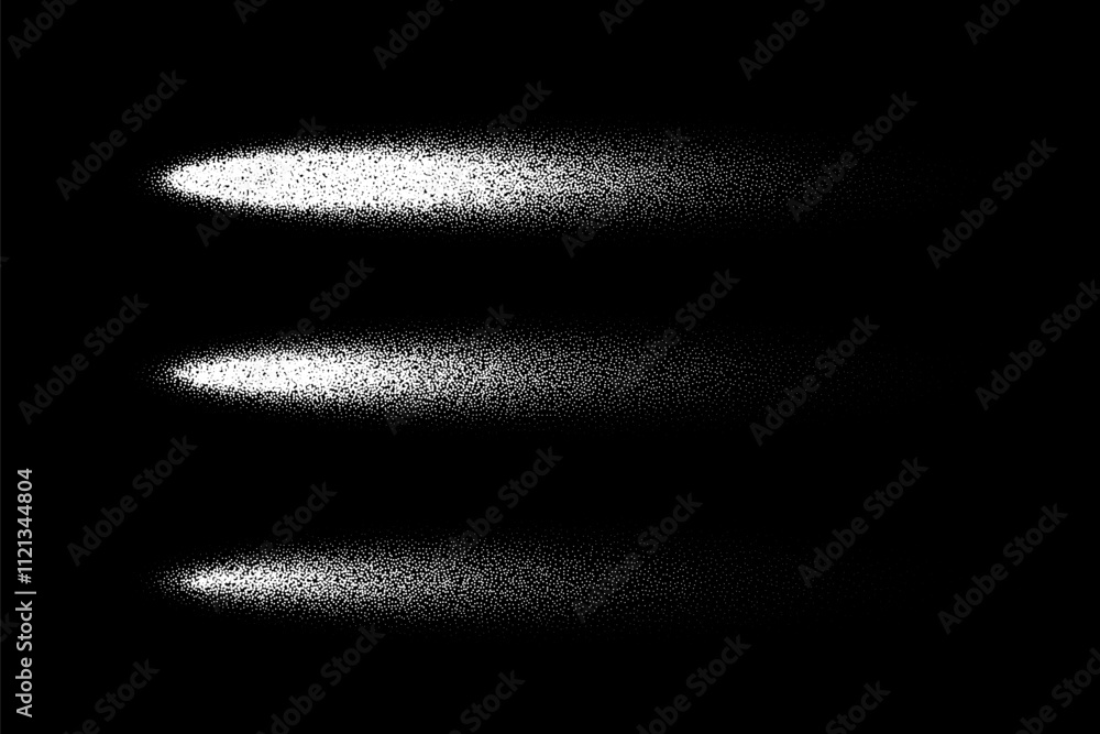 Poster dot grain spray. aerosol flow with noise texture, color gradation and shadow effect. ellipse dotted 
