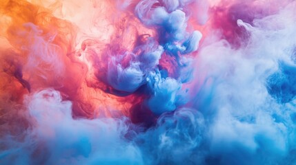 Abstract Blue And Orange Color Smoke Swirling Together