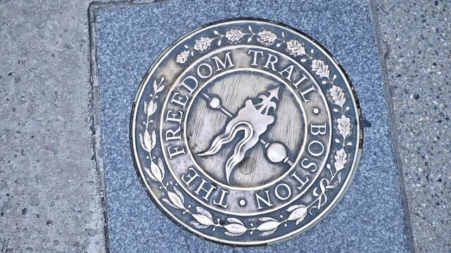 The seal of the famous Freedom Trail touristic attraction of Boston in Massachusetts, USA.