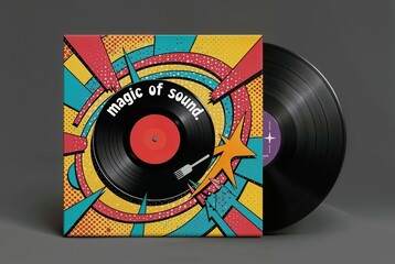 An album featuring a vibrant and colorful cover along with a record