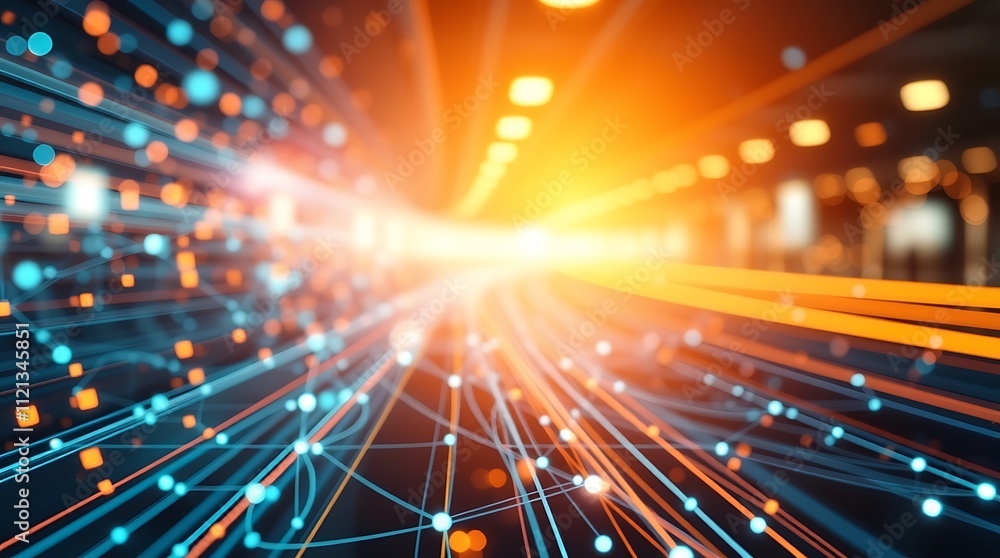Fototapete data stream: a mesmerizing digital tunnel of light and data streams, symbolizing the speed and power