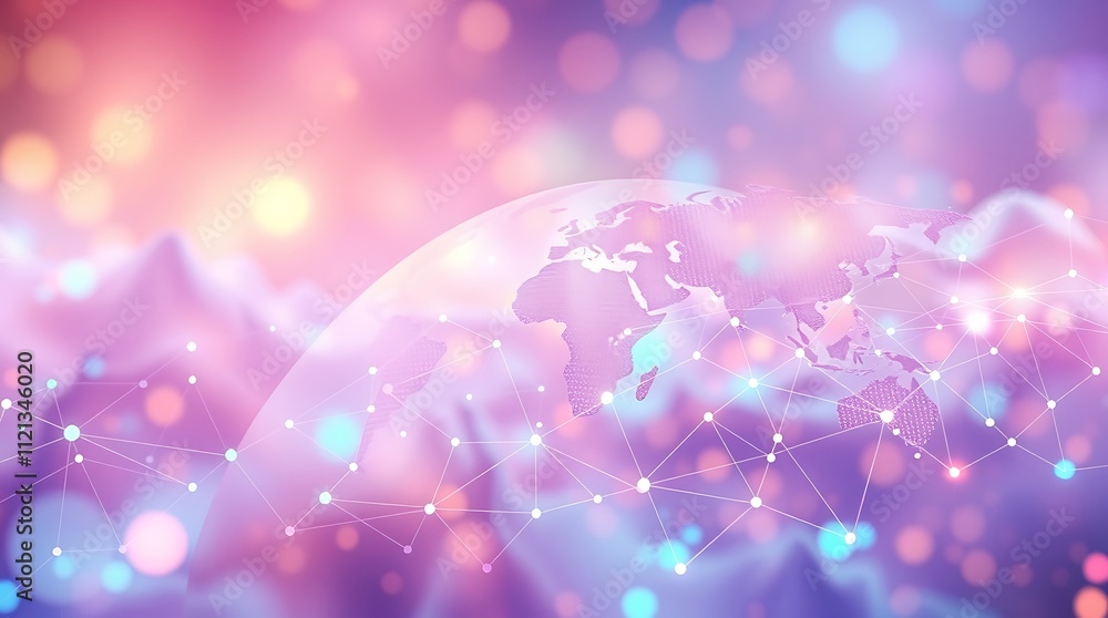 Aufkleber global network connection: abstract image of a glowing earth with connecting lines, symbolizing glob