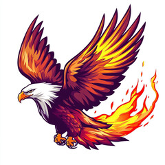 Obraz premium Fiery eagle in flight, wings spread, flames trailing.