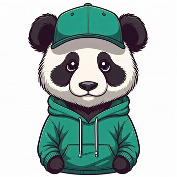 recommend clip art: A chibi panda in a streetwear hoodie and snapback cap, with bold outlines, white background.
                    