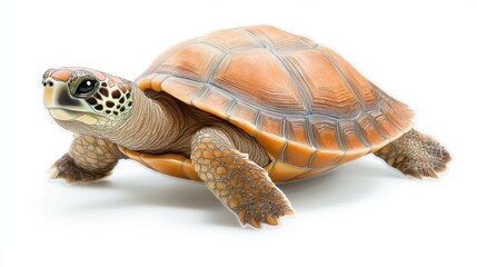 Obraz premium A cute die cut sticker featuring a detailed illustration of a turtle with a beautiful shell design, set against a clean white background.