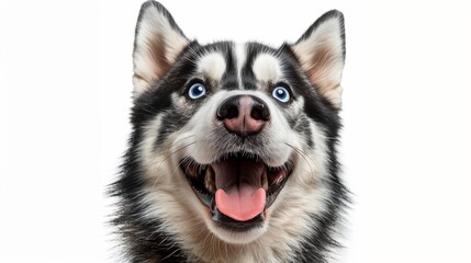 Obraz premium Joyful siberian husky with a grinning face and playful tongue, spreading cheer and happiness