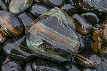 The colors and patterns on the stones are beautiful.
