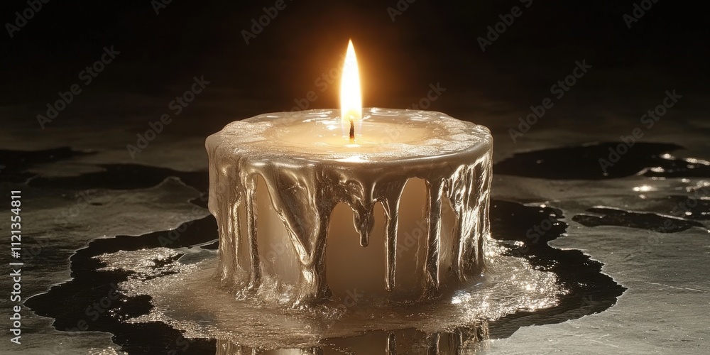 Poster flickering candlelight dances on a reflective surface creating an enchanting atmosphere in a dimly l