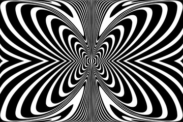 Abstract Butterfly Wings Design. Symmetrical Lines Pattern. Black and White Texture.