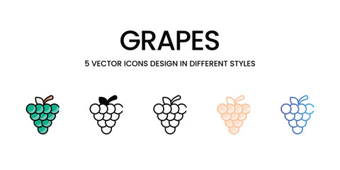 Grapes icons in different style vector stock illustration