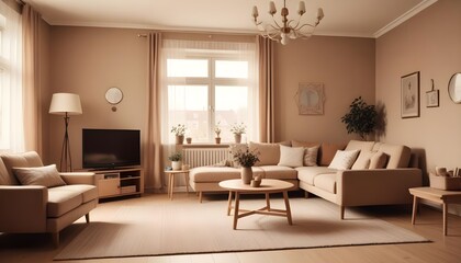 Scandinavian living room interior design zoom background