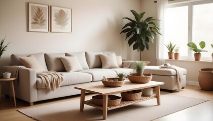 Scandinavian living room interior design zoom background