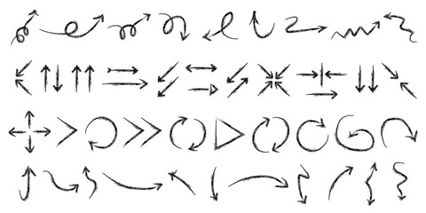 Arrow vector collection. Black hand-drawn arrow icon set.