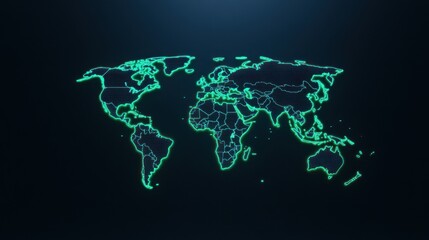 Naklejka premium A glowing map of the world in a digital style.