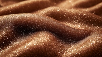 Glistening waves of Mocha Mousse sand create a mesmerizing landscape, reflecting light like molten chocolate. The intricate textures invite exploration and admiration of nature's artistry