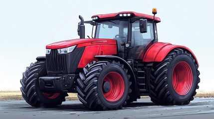 Obraz premium A red tractor on a white background displays vibrant agricultural equipment