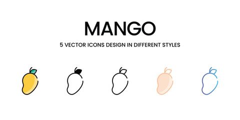 Mango icons in different style vector stock illustration