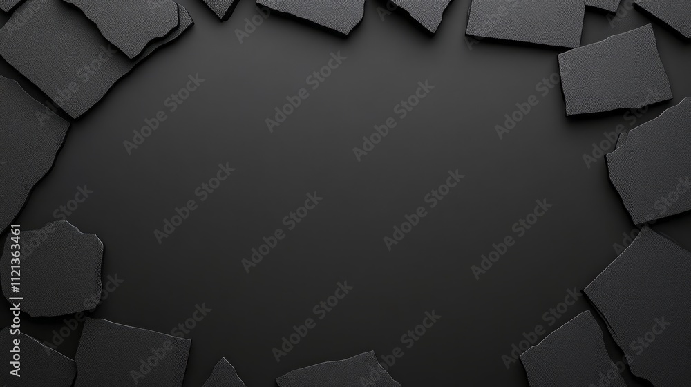 Poster black stone fragments form a textured border around a blank center for design use