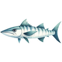 Fototapeta premium Detailed Watercolor Illustration of a Sturgeon.