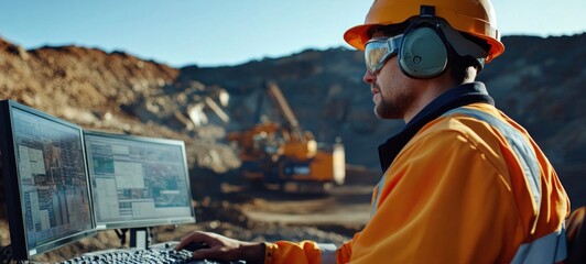 Mining Engineer Using Technology in Quarry