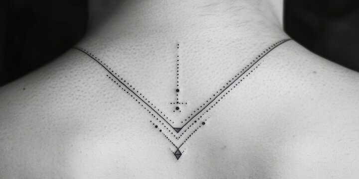 Intricate dotwork tattoo design on the back showcasing geometric patterns and unique artistry