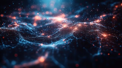 Obraz premium A sci-fi network shape is depicted in an abstract computer-generated technology background