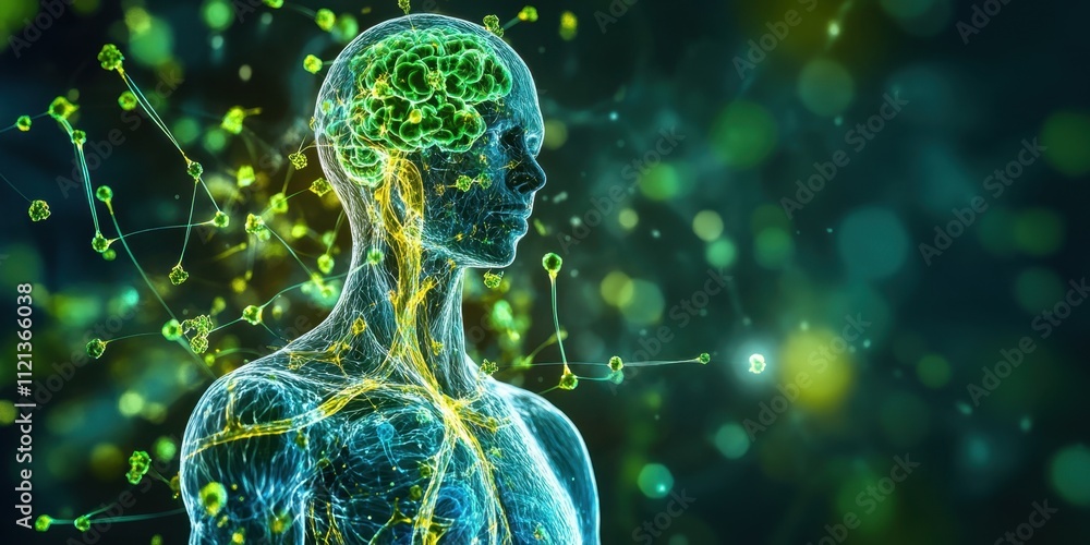 Aufkleber illuminating connections between mind and body in a vibrant display of neural networks and human for