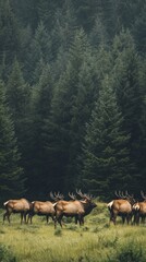 Obraz premium Majestic Elk in a Lush Forest Landscape