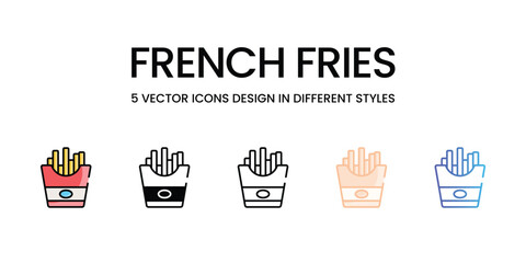 French Fries icons in different style vector stock illustration